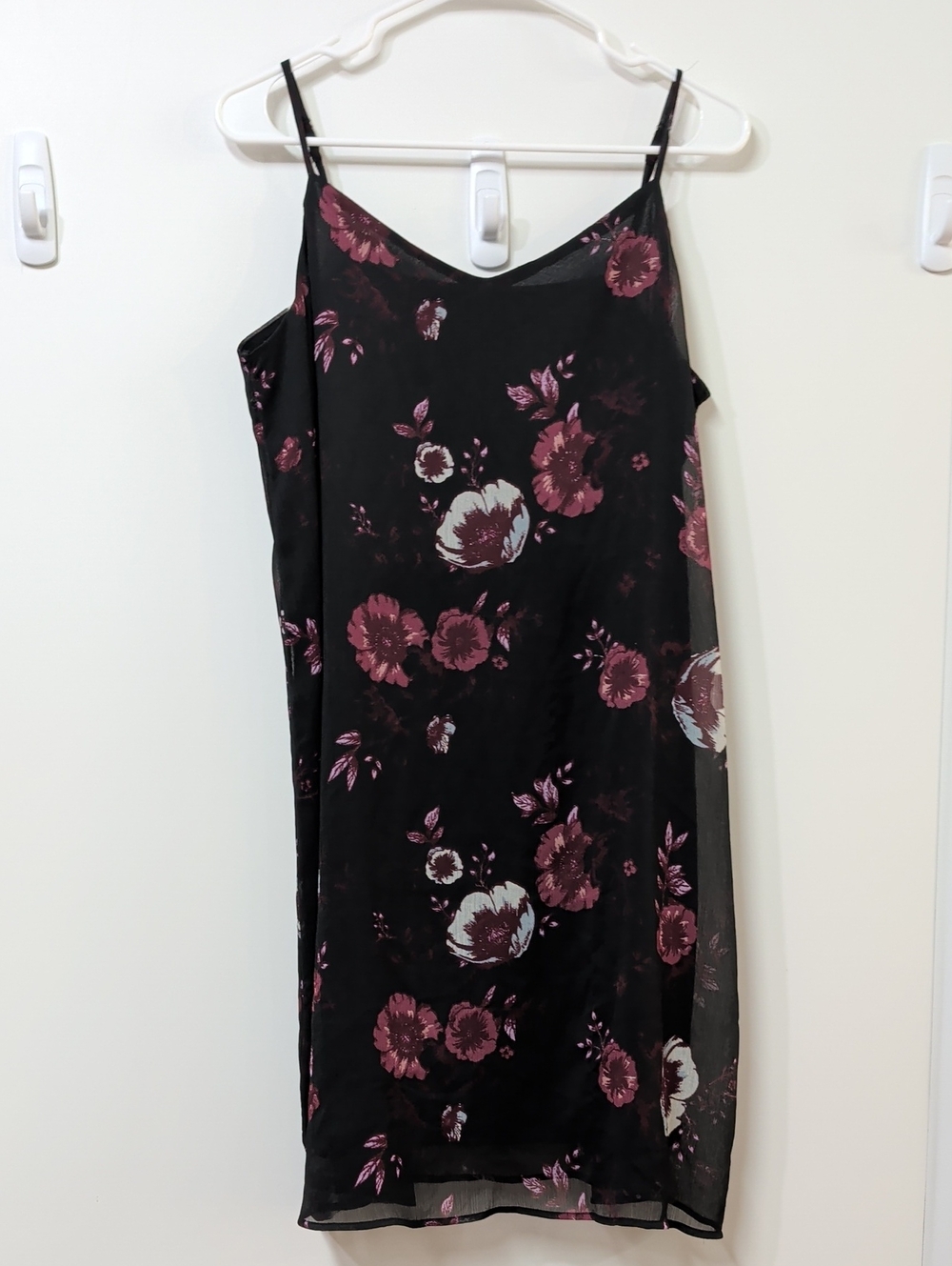 Mudd Black Floral Sheer Overlay Slip Dress Size XL